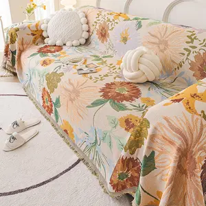 1PC Bohemian Style Sofa Cover - Floral Pattern Slipcover for Living Room | Pet-Friendly, Durable, Scratch & Dust Resistant, Washable, All-Season Fit for 1/2/3/4 Seater Sofas