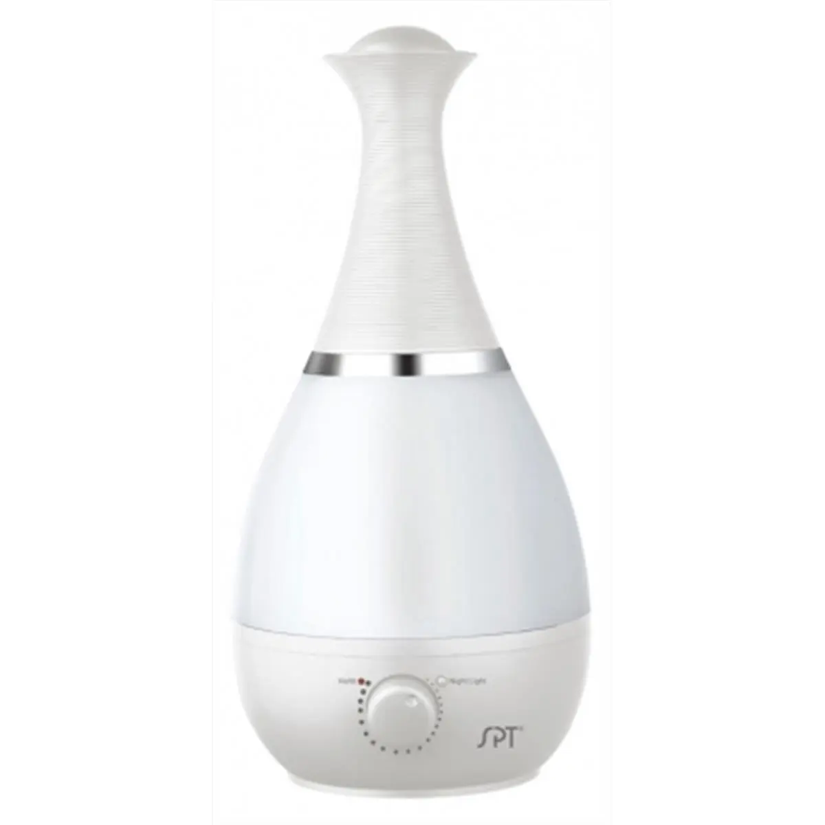 Sunpentown Cool Mist Ultrasonic Humidifier - Adjustable, White, 120V / 60Hz, 2.3L, 30W/0.43A, 7.52x7.52x14.96h in, Fragrance Diffuser, Nightlight, Sleep Aid, 450 sq. ft. Year-Round Home Use Humidifier, Breath Easier