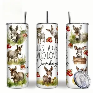 This humorous coffee mug with a donkey design is a 20-ounce stainless steel insulated travel mug with a lid and straw. Ideal for springtime drinks at home, in the office, gym, camping, and outdoor activities. It's also a perfect gift for Valentine's Day,