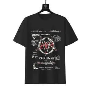 Slayer Haunting The Chapel Retro Tour Tee Heavy Metal Band Shirt Graphic Menswear Casual