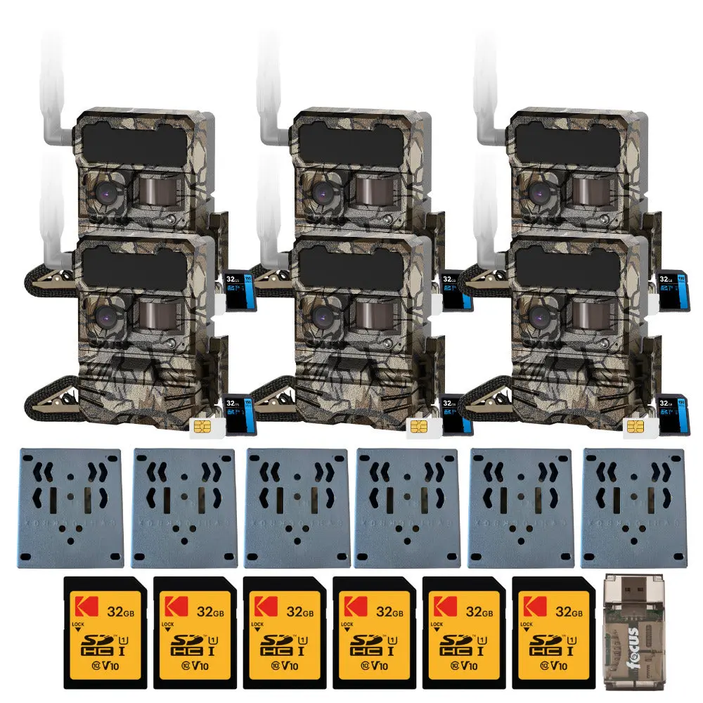 Cellular Trail Camera Bundle with 100° Wide Lens, 0.4s Trigger Speed & 4G LTE | Camo Polycarbonate Game Cam with Bear-Proof Metal Box, SD Card & SIM, Yellowstone, Sim Card, 0.4-Second Trigger Speed