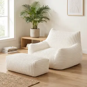 Modern Accent Chair with Ottoman, Ergonomic Lounge Sofa Chair, 5-Zone Support Reading Chair for Small Spaces, Compressed Foam Lazy Chair for Living Room Bedroom Apartment