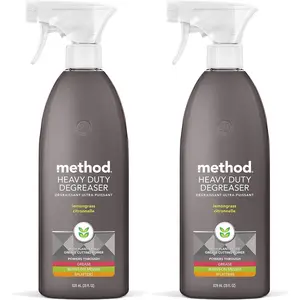 Method Heavy Duty Degreaser, Lemongrass Scent, Oven Cleaner & Stove Top Cleaner, 28 Oz Spray Bottle (Pack of 2),(Packaging may vary)