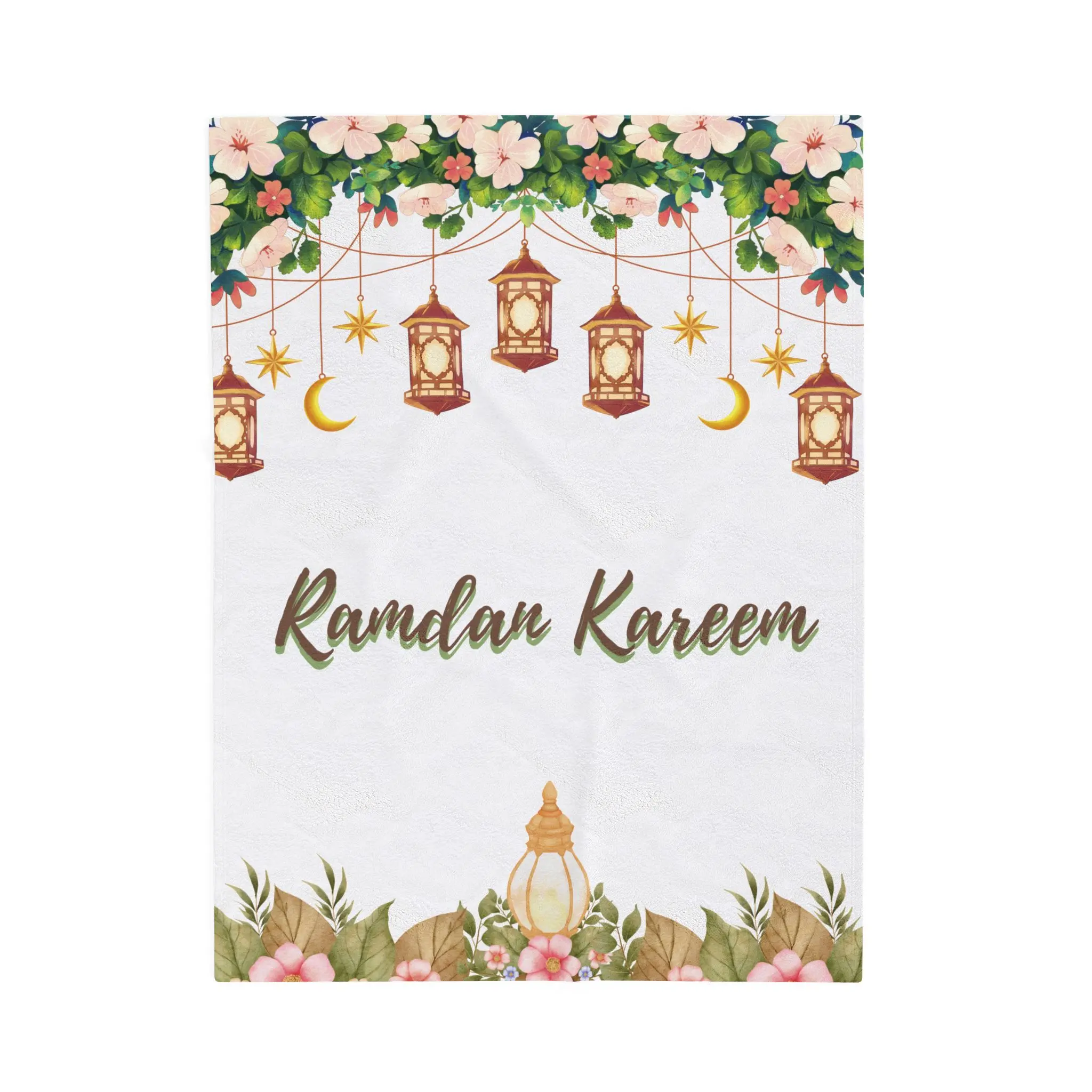 Lantern Ramadan Velveteen Blanket, Islamic Prayer Shawl, Muslim Home Decor, Eid Gift, Religious Gift, Soft Cozy Throw