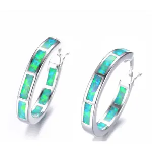 Blue- Green Women's Fashion Snap Bar Closure Earrings