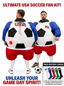 Inflatable Soccer Ball Costume for Adults, Funny Party Costume with Free Knee High Soccer Socks, Giant Inflatable Outfit for Game Day, Festivals, Parades and Celebrations Festive