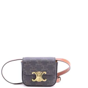 Pre-owned Celine Canvas Coated Shoulder Bags Claude Shoulder Bag Triomphe Coated Canvas Mini by Rebag