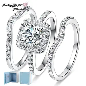 1.5CTTW Bridal Ring Sets For Women D Color VVS1 round Cut Engagement Wedding Promise Anniversary Ring With Box