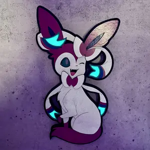 Mayans TCG Treasure Glow In The Dark Sylveon Wall Art Decor 9" x 16" Hand Painted Acrylic Wall Decor with Glow in the Dark Features