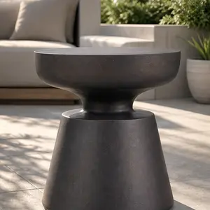 ARCH Outdoor Lightweight Concrete Side Table Copper End Table 17.75x17.75x20.5in Modern Pedestal Base Half-Sphere Patio Accent Table No Assembly Required Durable Magnesium Oxide, Copper Color Options, Magnesium Oxide Material, Color: Copper