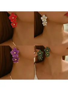 Elegant Irregular Flower Earrings for Women, Unique Drop Glaze Design, Versatile Statement Jewelry, Farmhouse Style Ear Pendants