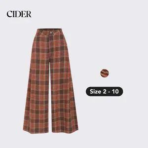 Cider [size 2-10] Flannel Check Button Wide Leg Trousers