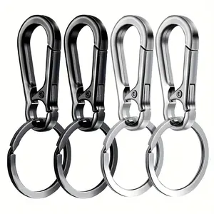 4pcs Men'S Keychain Clips - Durable Zinc Alloy Key Ring Holder, Black Metal Key Organizer for Car Keys, Keys, And Accessories - Ideal for Outdoor Activities, Key Holder for Keys