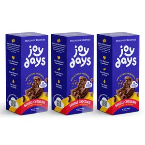 Joydays Double Chocolate Cookies – 3 Box Value Pack (30 Soft-Baked Cookies) | Low Sugar, High Fiber Protein Snack, Low Glycemic Treat for Everyday Snacking