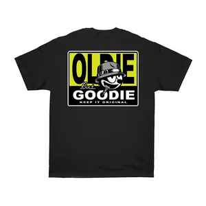 OG Family Menswear Short-Sleeve Round Neck Graphic T-Shirt - Casual Style Tee, Cotton Streetwear Black Top with "Oldie But Goodie" Design, Machine Washable