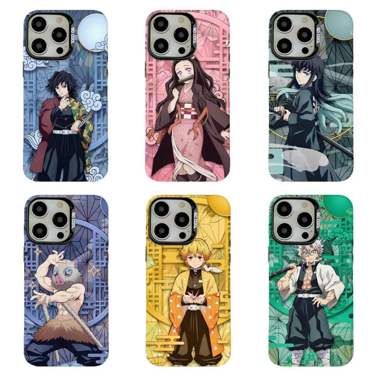 6 Styles D-Demon Slayer Phone Case Classic Anime Character Aesthetic Design Compatible for iPhone 8-17