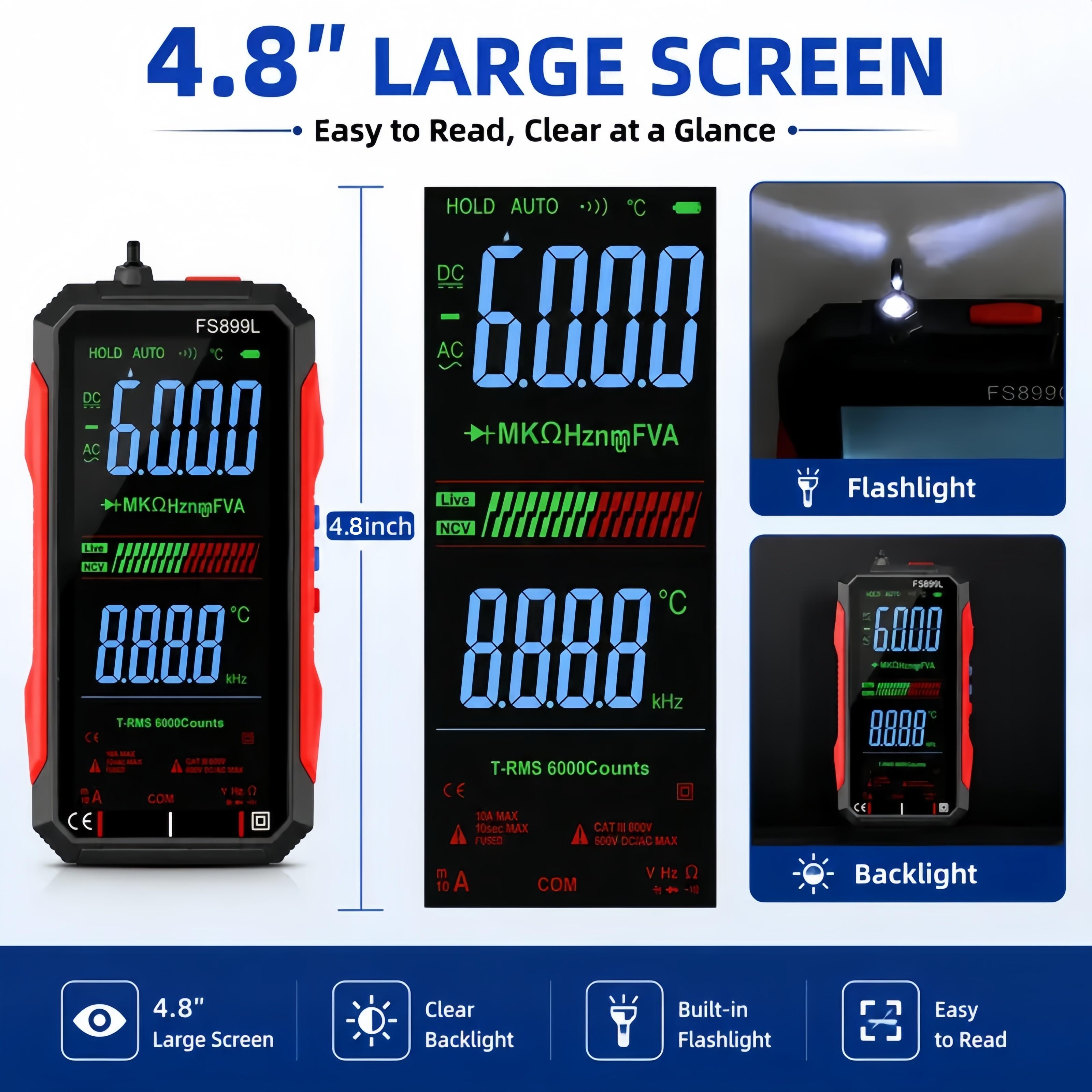 Fully Automatic True RMS (TRMS) 6000 Count Digital Voltmeter - A reliable voltage tester suitable for home, automotive, and industrial applications; a professional electrical tool.