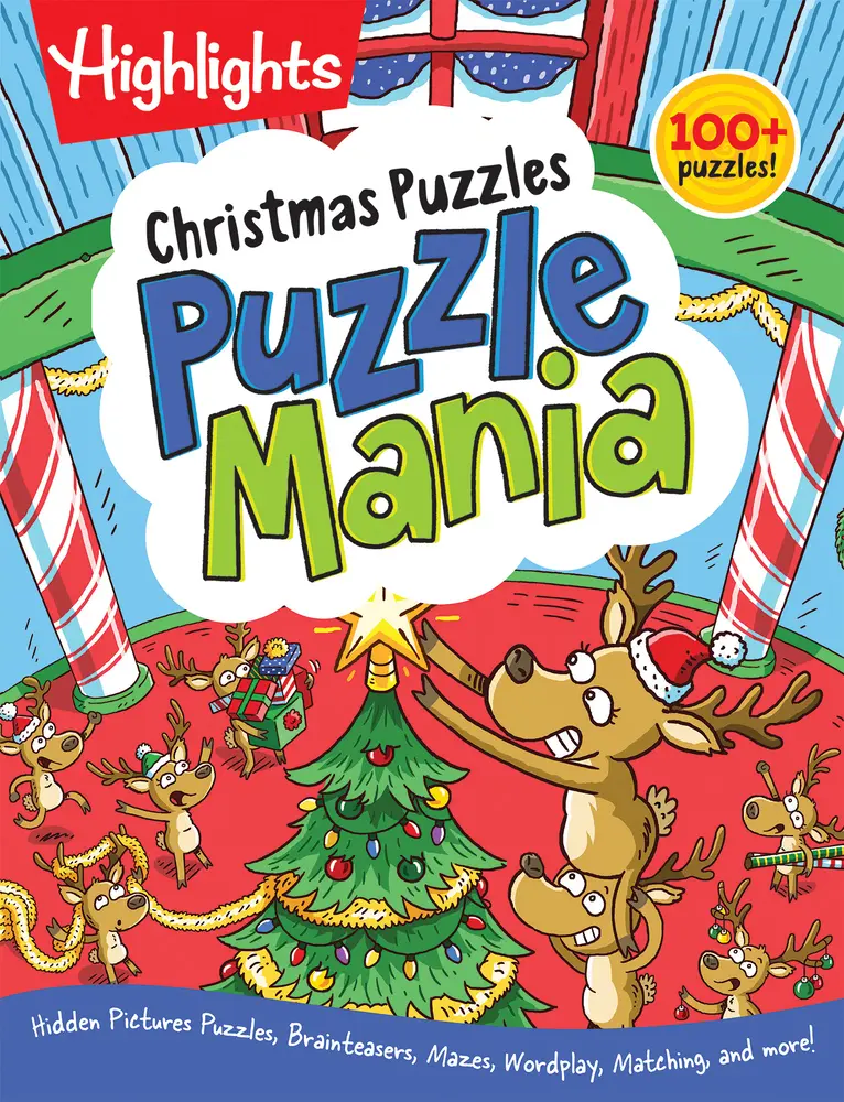 Used Kids' 144-Page Christmas Puzzle Book - 100+ Holiday Games (Number Puzzles, Mazes, Hidden Pictures, Matching Games, Brain Teasers), Family Fun Activities for Ages 6+ (Christmas Trees, Reindeer, English Paperback)