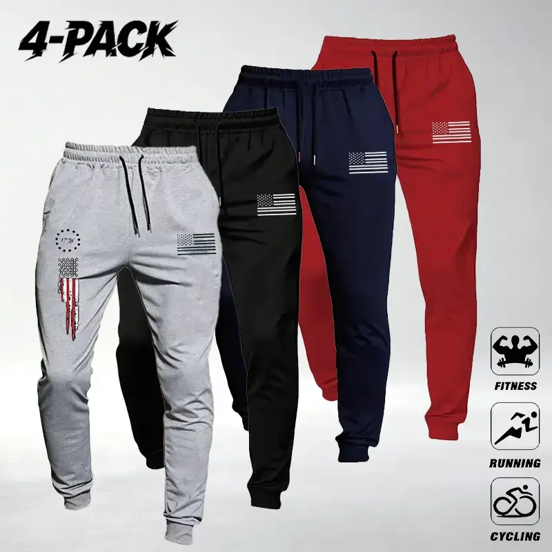 Men’s Cotton Multi-Color Sporty Casual Elastic Drawstring Jogger Sweatpants - Relaxed Loose Fit, Tapered Cuffs, Long Length, Training Workout Style Men’s Sports Joggers for Jogging, Everyday Wear, Elastic Drawstring Men's Sports Joggers