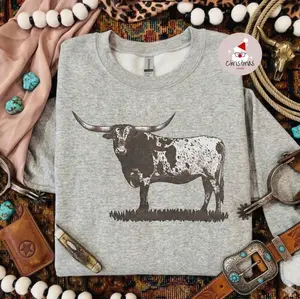 Grazing Longhorn sweatshirt, country clothing, boutique clothing, western clothes, cowgirl stuff, western stuff