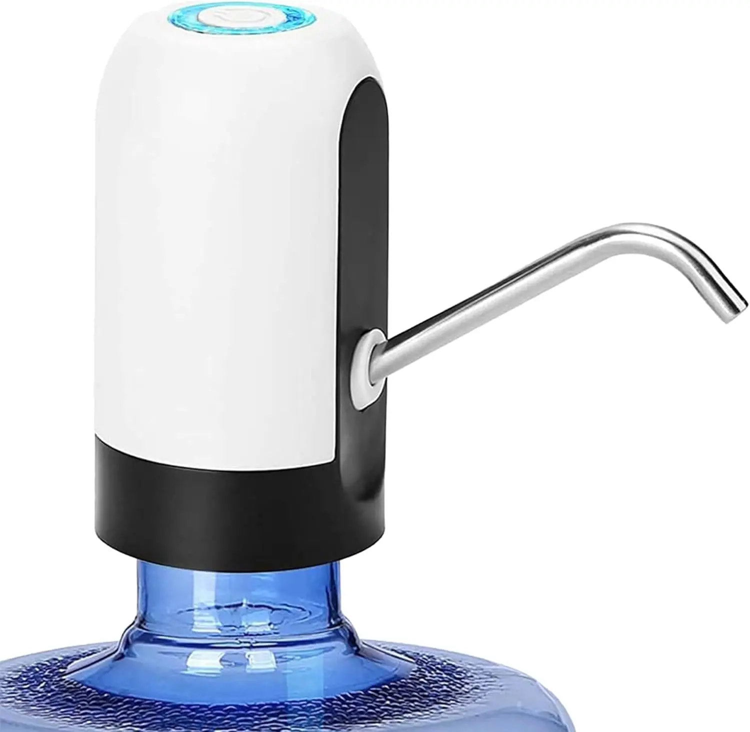 Compact Auto Dispense Water Pump, USB Rechargeable, 5-Gal Fit, 304 Stainless Steel Spout, Silicone Hose, ABS Construction, Portable for Home & Outdoor Camping Use, 5-Gallon Fit