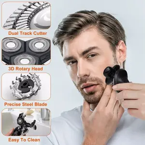 5-in-1 Electric Razor Shaver Rechargeable Cordless Head Beard Trimmer Shaver Kit IPX6 Waterproof Dry Wet Grooming Kit with 3D Rotary Head & Precision Trimmer