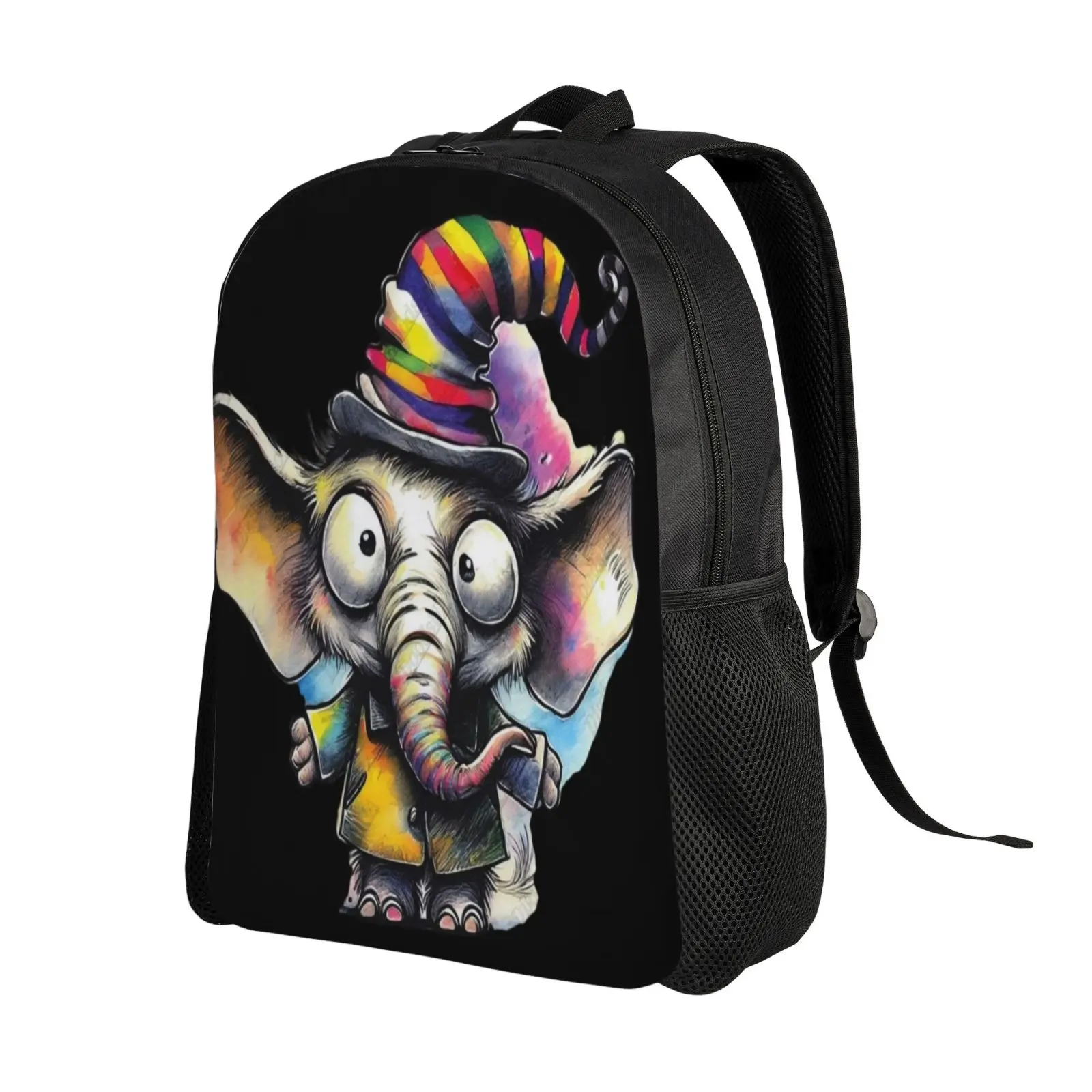 elephant Waterproof Polyester Backpack with Full Front Print Holds 15 Laptop
