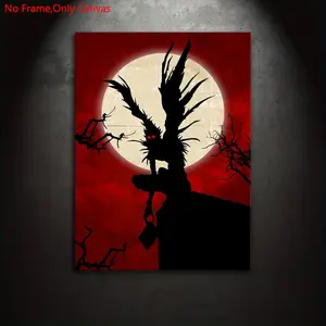 1 piece/set frameless canvas painting print poster, Hanging, classic flat illustration style art, Moon Sign Home Decor, Ryuk the Shinigami, a gift for Japanese animation culture enthusiasts, ideal gift for bedroom, living room, mural, wall decoration