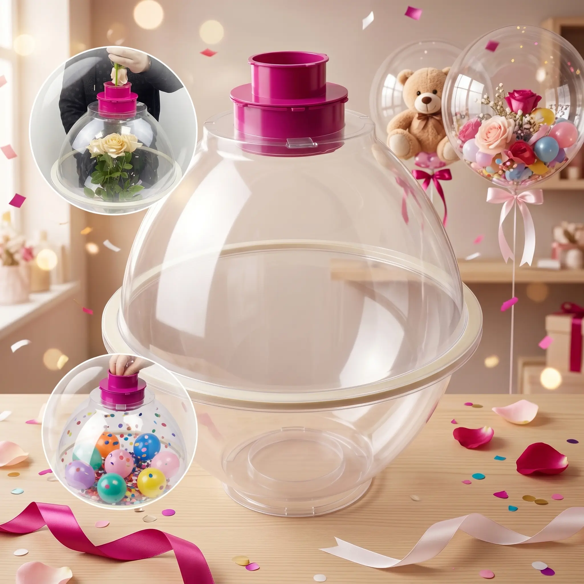 Cherish XT High Transparency Polycarbonate Heat-Resistant Balloon Stuffing Machine with Filling Pump, 2-Size Filling Tool (37cm/14.5" Included) for Wedding, Party Gift Wrapping