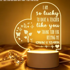 Acrylic Inspirational Saying Night Light Lamp - Soft Glow Home Decor Plaque, Thoughtful Gift, Heartfelt Present, Meaningful Gift for Teacher Appreciation Occasions