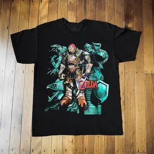 90S Legend Of Zelda Ocarina Of Time Rare Washed Black T-Shirt Graphic Tee Heavy Cotton Tee Shirt, 100% Heavy Cotton Shirt