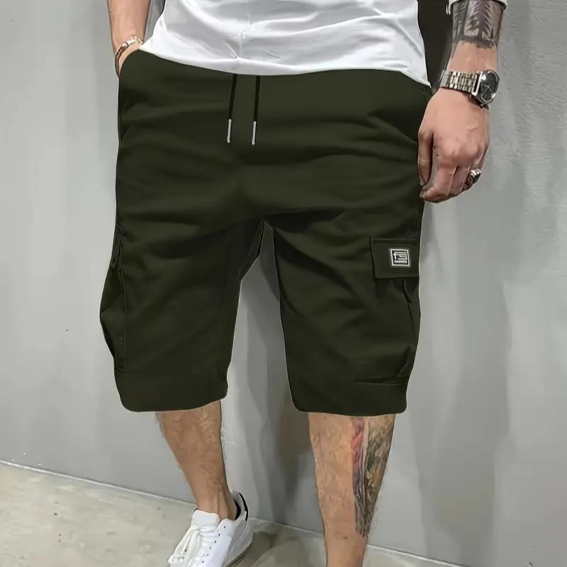 Men's Three-Piece Short Set Casual Loose Large Pocket Cargo Shorts Summer Trend Straight-Leg Workwear Five-Point Shorts Men's Clothing Beige Ash Green Black shorts for men