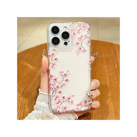 Preppy American Retro Cherry Blossom Soft TPU Cellphone Case - Transparent Full-Coverage Protector, Anti-Fall, Durable, Fouling-Resistant, Fingerprint-Resistant, Comfy Grip for iPhone 12/13/14/15/16/17 Plus, Pro Max & Samsung Galaxy A/S/Note Devices
