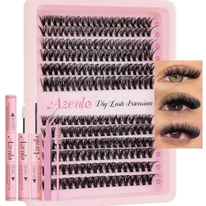 Azenlo Lash Extensions 40D+60D Cluster 240pcs DIY Wispy Lash Clusters 10-16mm Eyelash Clusters for Beginners At Home Individual Thin Band Lash Kit (40D+60D Kit)