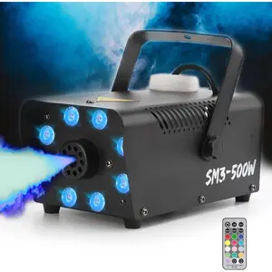 Fog Machine Mini  Machine 13 Colorful Lights 500W 2500CFM Small with  Remote Control Auto Mode Portable for Indoor Outdoor Party Wedding Halloween DJ and Stage Effect,Fuse Protection