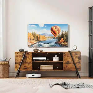 TV Stand for 55 Inch TV Modern Entertainment Center with Adjustable Shelf Cable Holes TV Console Table Media Console u-Shaped Metal Legs for Living Room Bedroom Office Furniture