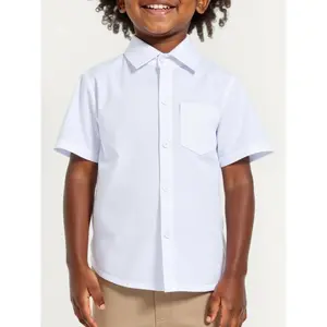 Back-to-school Season Classic Minimalist Academic Style Pure White Patch Pocket Short-sleeved Shirt Suitable for School, Banquets, Performances, Outings, and Vacation Activities