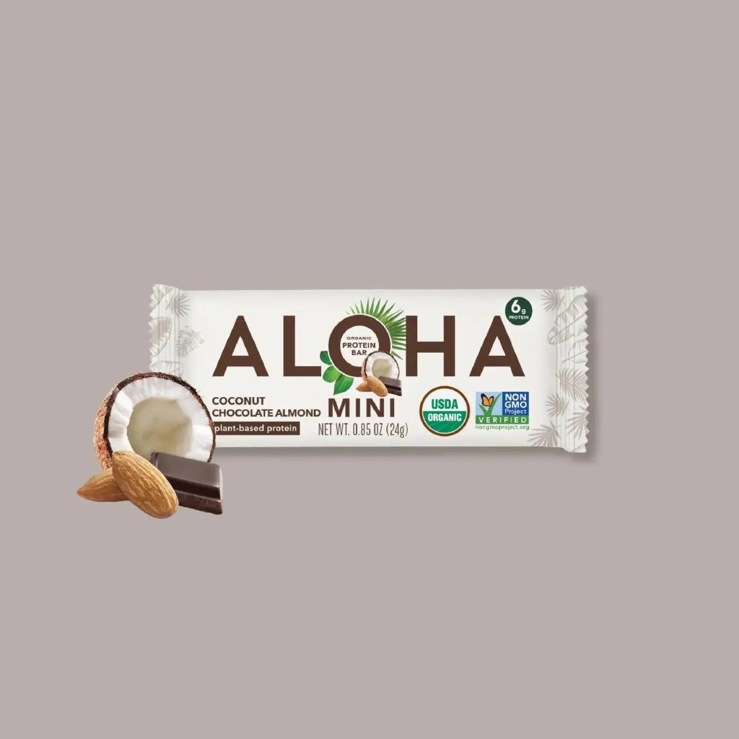 ALOHA Coconut Chocolate Almond Mini Protein Bars | 20 Minis | 6g Plant Protein, 2g Sugar Each | Certified USDA Organic, Vegan, Gluten-Free | Real Coconut + Almonds + Chocolate