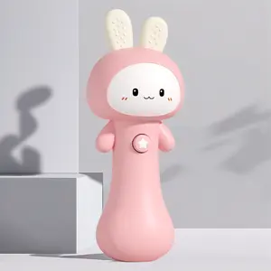Bunny Baby Rattle Toy with Light & Sound – Interactive Teething & Sensory Toy, Ideal Easter Basket Stuffer for Babies 3-24 Months