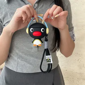 AirPods 4/Pro/Pro2 Earphone Case | Wearing Earphones Penguin | Fun Style | Hanging Rope | Suitable for AirPods 1 2 3 4 Pro Pro2 | Earphone Protective Cover