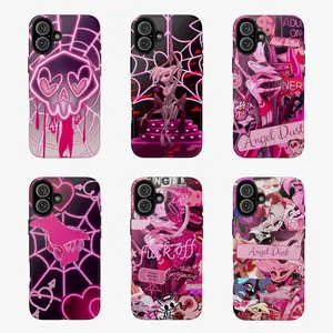 6 Styles Angel Dust Pink Aesthetic Case, Hazbin Hotel Season 2 Fan Art Phone Case, For Ịphone & Samsung Galaxy, Gift for fans, Trending 25 Z