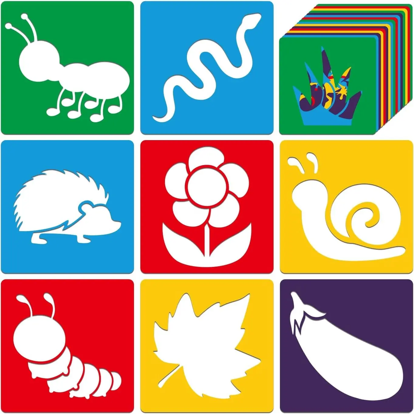 24 Pcs 5 Inches Garden Themed Sidewalk Chalk Stencils Cute Simple Style Outdoor Painting Template