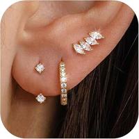 Gold : 2 Pairs CZ Studs + 1 Pair CZ Hoops
