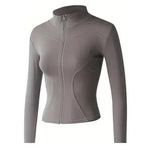 Women's Slim Fit Workout Jackets Full Zip Long Sleeve Running Athletic Tops Yoga Shirts with Thumb Holes
