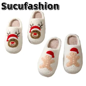 2025 Winter Slippers for Women Holiday Slippers Indoor Bedroom Fluffy Warm Slippers Winter Soft Cozy Home Non-Slip Soft Plush Slip-on