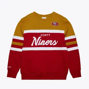 Mens Mitchell & Ness NFL HEAD COACH FLEECE CREW VINTAGE LOGO 49ERS