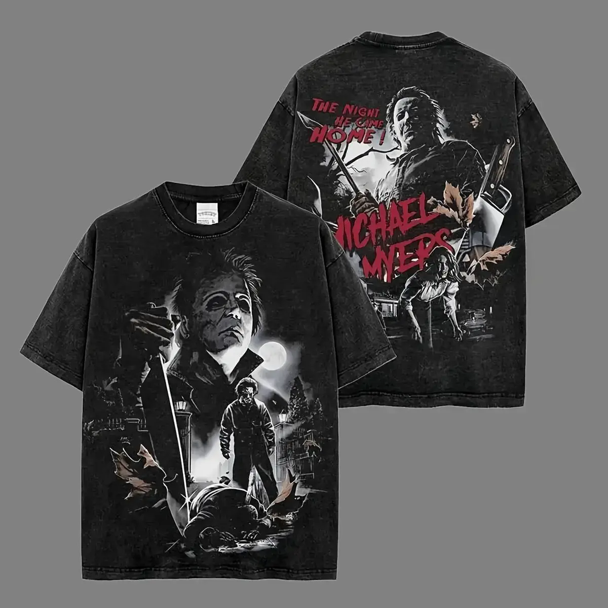 MICHAEL MYERS - HALLOWEEN Horrorie Premium Acid Washed T-Shirt, Halloween Merch, 80s Horror T-shirt, Trick Or Treat Shirt