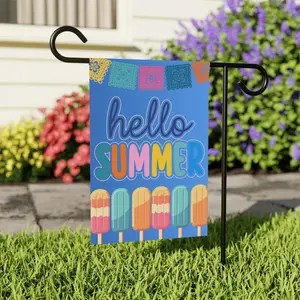 Summer Welcome Flag Hello Summer 12x18 Inches with Popsicles Design