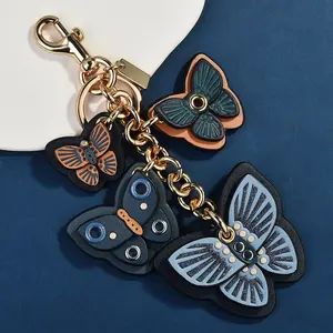 Multicolor 4Pcs Butterfly Keychain for Women, Vintage Boho Leather Butterfly Bag Charm with Gold Chain, Cute Aesthetic Key Ring for Purse Handbag Backpack, Fashion Y2K Key Holder Gift for Girls, Personalized Car Key Accessory, Trendy Maximalist Bag Decora