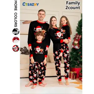 Family Christmas Pajamas Set, Santa Reindeer Print, 2-Piece Sleepwear, Comfortable Home Wear, Holiday Clothing, Casual Style